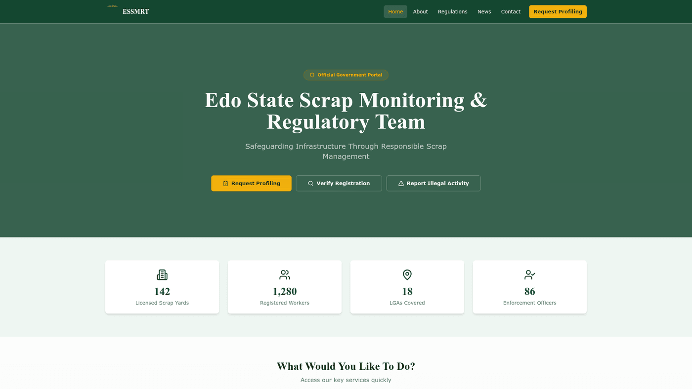 ESSMRT - Government Portal built by Etest Tech Hub